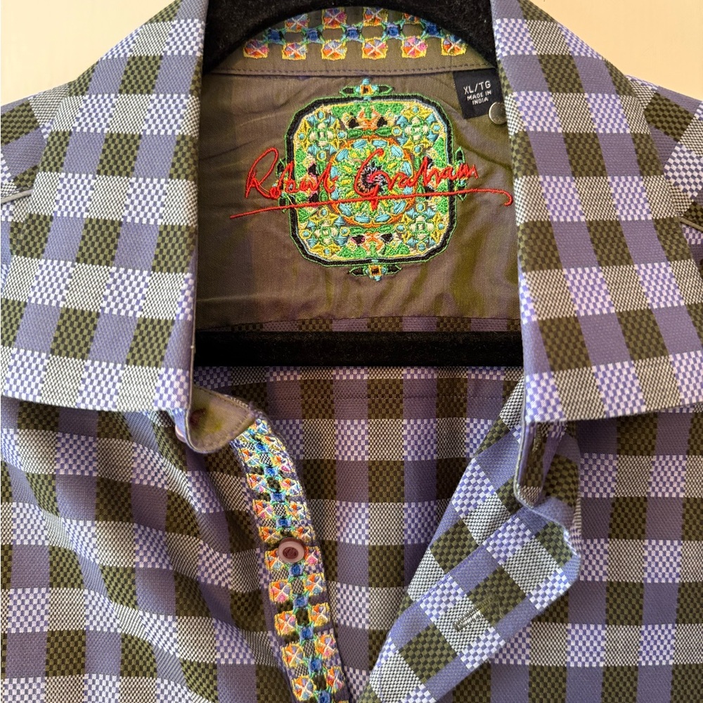 Robert Graham Black and Blue Checked Button-Down Shirt - Picture 2 of 7